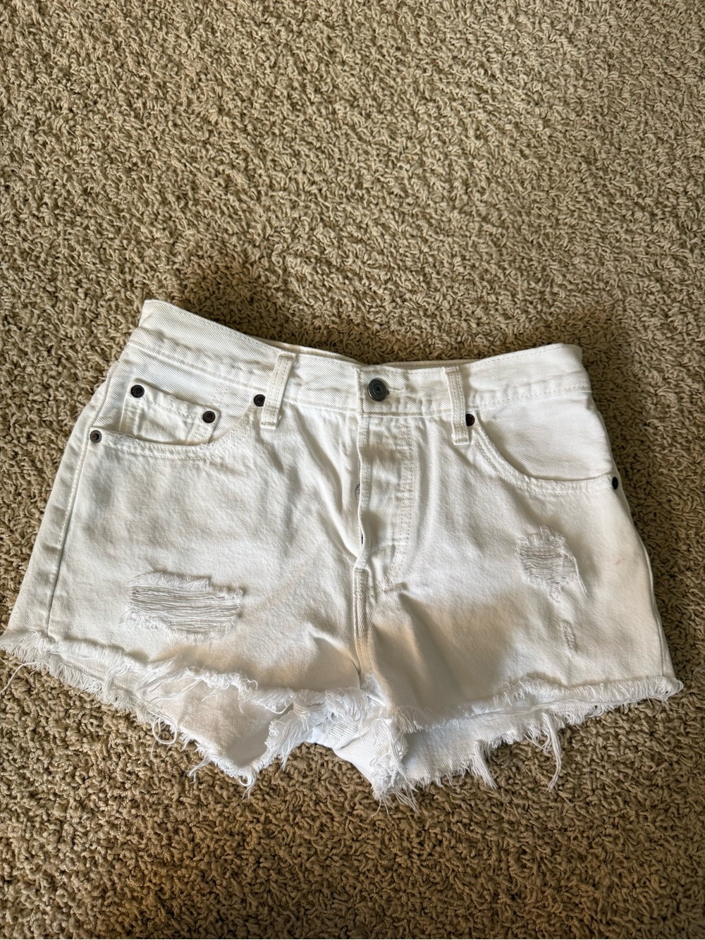 Levi 501 original White High Rise Jean Shorts